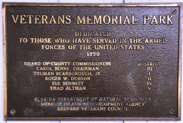 MERRITT ISLAND VETERANS MEMORIAL PARK PLAQUE
