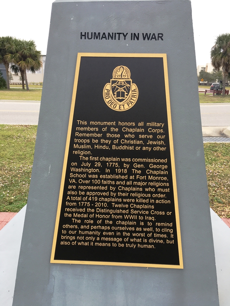 U.S. MILITARY CHAPLAIN CORPS WAR MEMORIAL SIDE A