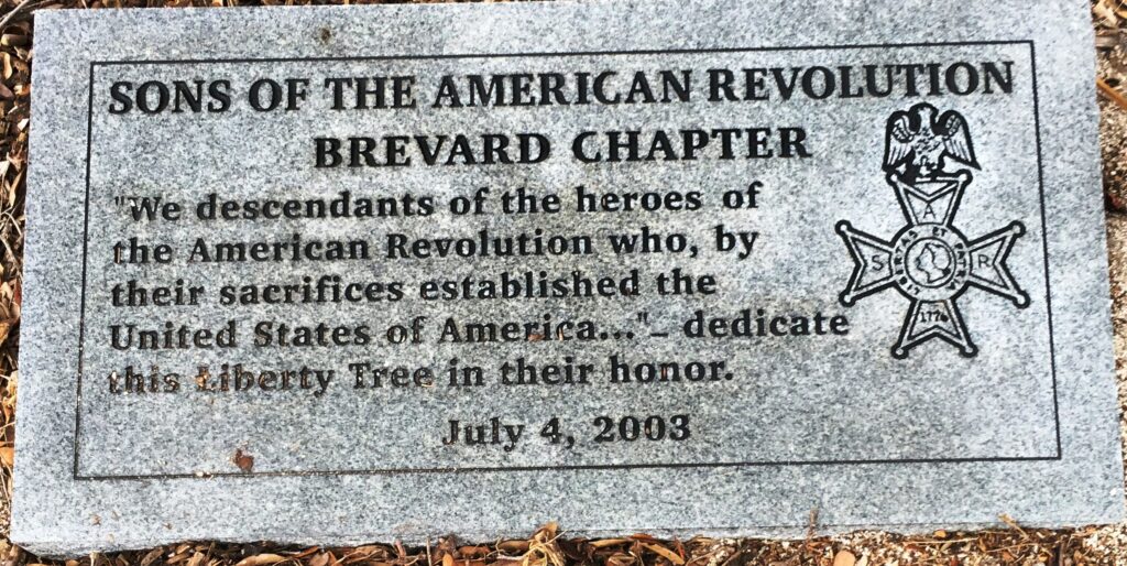 SONS OF THE AMERICAN REVOLUTION WAR MEMORIAL TREE STONE