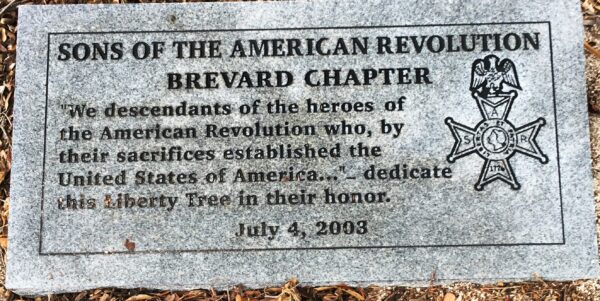 SONS OF THE AMERICAN REVOLUTION WAR MEMORIAL TREE STONE