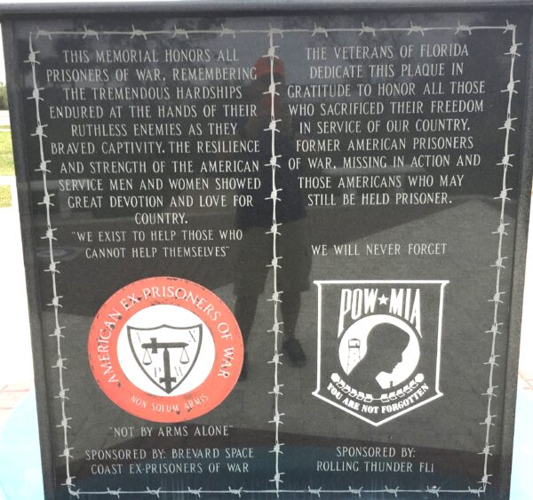 MERRITT ISLAND POIW MIA WAR MEMORIAL PLAQUE