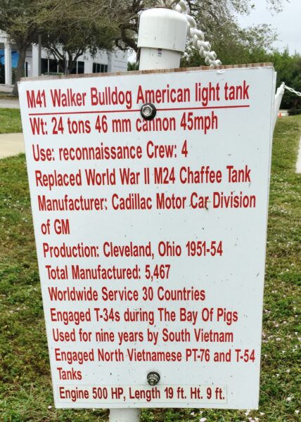 M41 WALKER BULLDOG AMERICAN LIGHT TANK MEMORIAL PLAQUE