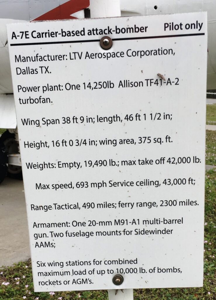 A-7E CARRIER-BASED ATTACK-BOMBER MEMORIALPLAQUE