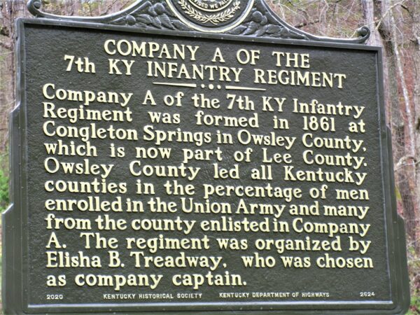 COMPANY A OF THE 7TH KY INFANTRY REGIMENT  WAR MEMORIAL MARKER