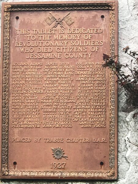 JESSAMINE COUNTY REVOLUTIONARY WAR MEMORIAL PLAQUE