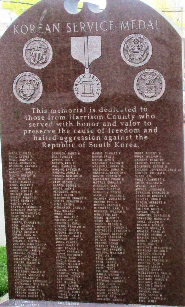 HARRISON COUNTY KOREAN WAR MEMORIAL BACK