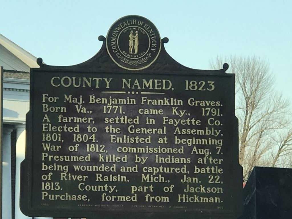 COUNTY NAMED, 1823 WAR MEMORIAL MARKER
