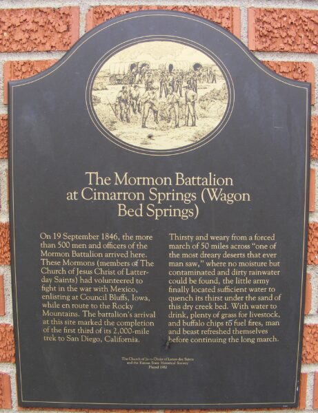 THE MORMON BATTALION AT CIMARRON SPRINGS WAR MEMORIAL PLAQUE