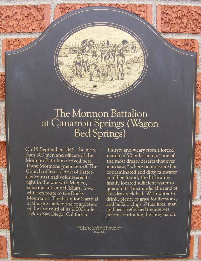 THE MORMON BATTALION AT CIMARRON SPRINGS WAR MEMORIAL PLAQUE