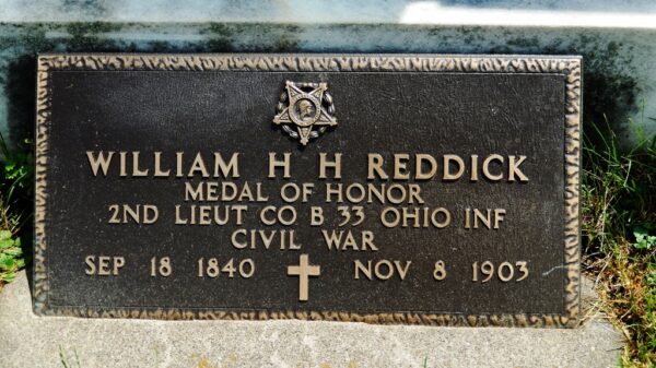 WILLIAM H H REDDICK MEDAL OF HONOR MEMORIAL GRAVESTONE