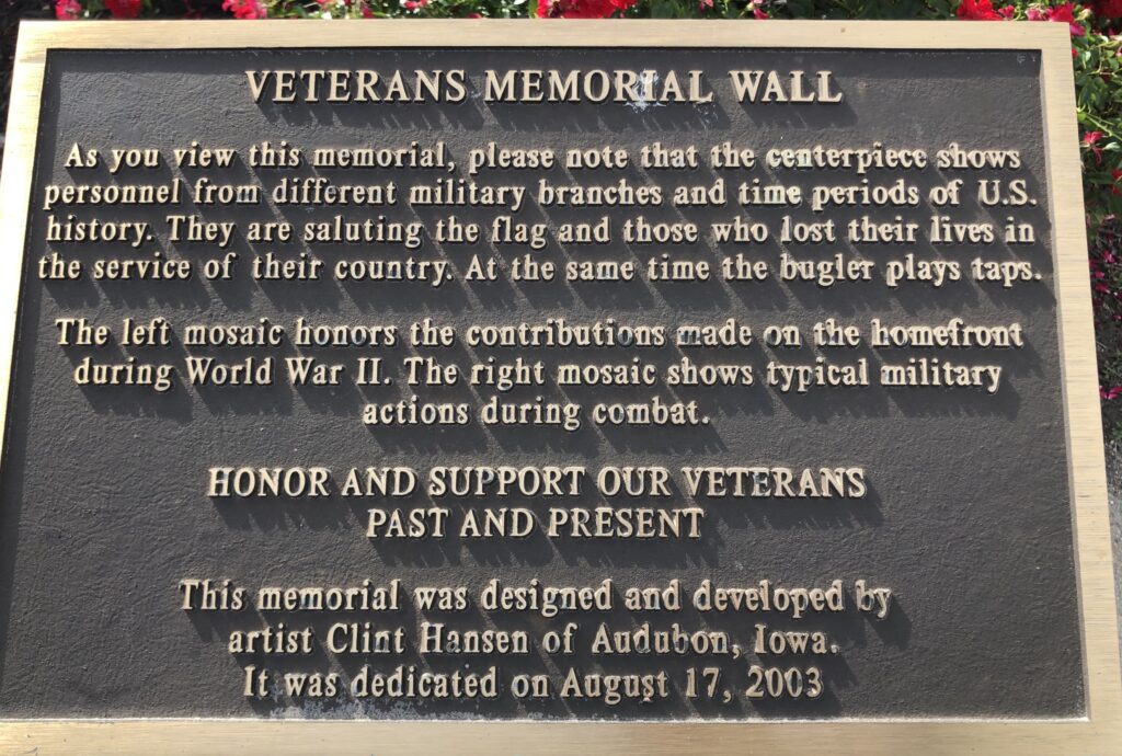 MANNING VETERANS MEMORIAL WALL PLAQUE