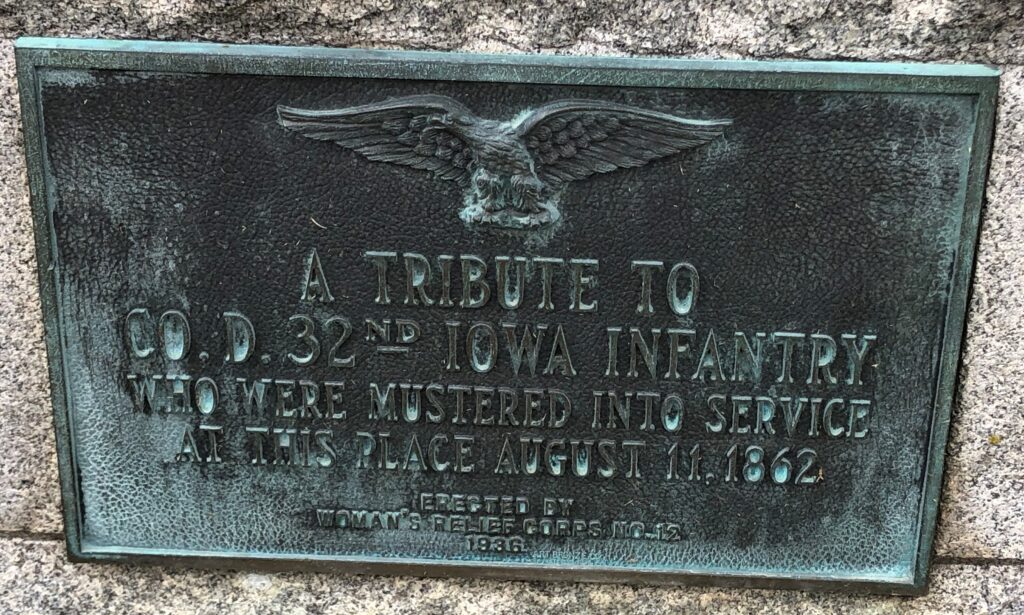 CO. D. 32ND IOWA INFANTRY CIVIL WAR MEMORIAL PLAQUE