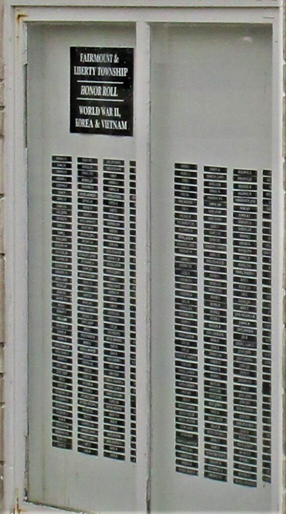 TOWN OF FAIRMOUNT HONOR ROLL MEMORIAL PANEL C