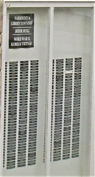 TOWN OF FAIRMOUNT HONOR ROLL MEMORIAL PANEL B