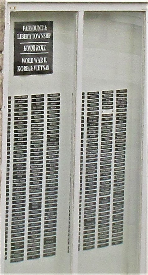 TOWN OF FAIRMOUNT HONOR ROLL MEMORIAL PANEL B