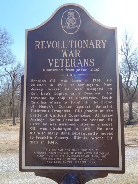 REVOLUTIONARY WAR VETERANS MEMORIAL MARKER CREAL SPRINGS BACK
