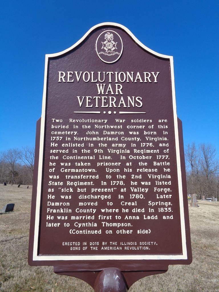 REVOLUTIONARY WAR VETERANS MEMORIAL MARKER CREAL SPRINGS FRONT