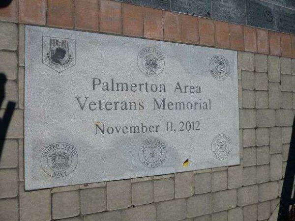 PALMERTON AREA VETERANS MEMORIAL PLAQUE
