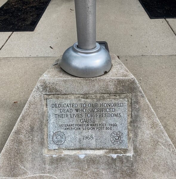 V.F.W. POST 7980 HONORED DEAD WAR MEMORIAL FLAGPOLE STONE
