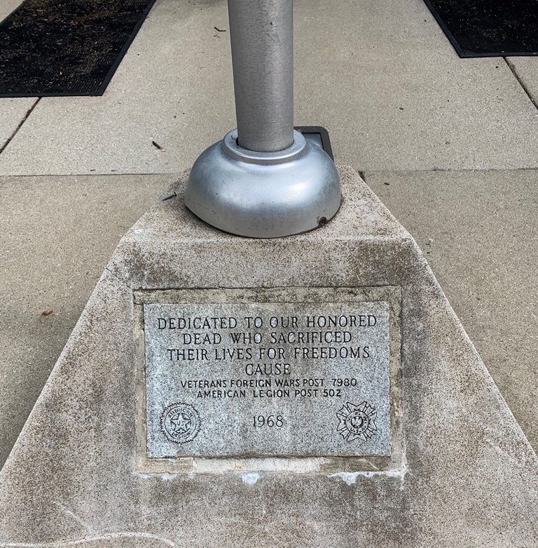 V.F.W. POST 7980 HONORED DEAD WAR MEMORIAL FLAGPOLE STONE
