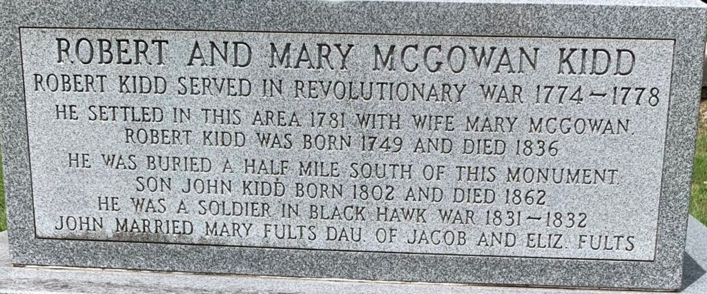ROBERT AND MARY MCGOWAN KIDD WAR MEMORIAL STONE