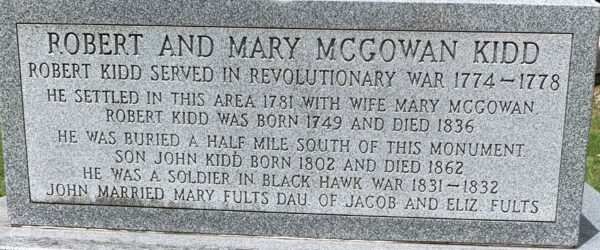 ROBERT AND MARY MCGOWAN KIDD WAR MEMORIAL STONE