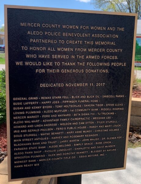 MERCER COUNTY WOMEN’S VETERANS MEMORIAL PLAQUE