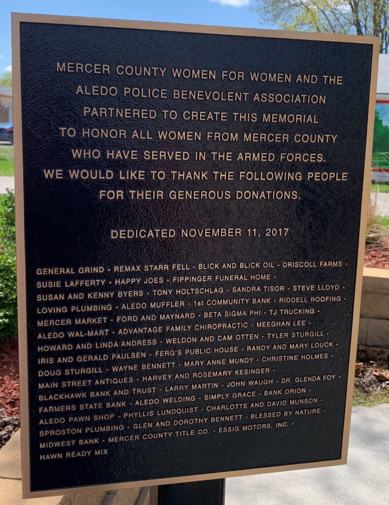 MERCER COUNTY WOMEN’S VETERANS MEMORIAL PLAQUE