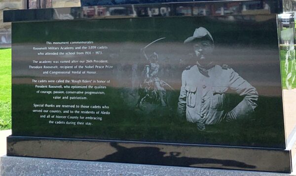 ROOSEVELT MILITARY ACADEMY “ROUGH RIDERS” MONUMENT PLAQUE A