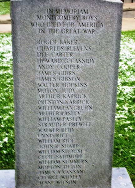 MONTGOMERY BOYS WHO DIED IN THE GREAT WAR MEMORIAL CLOSE-UP