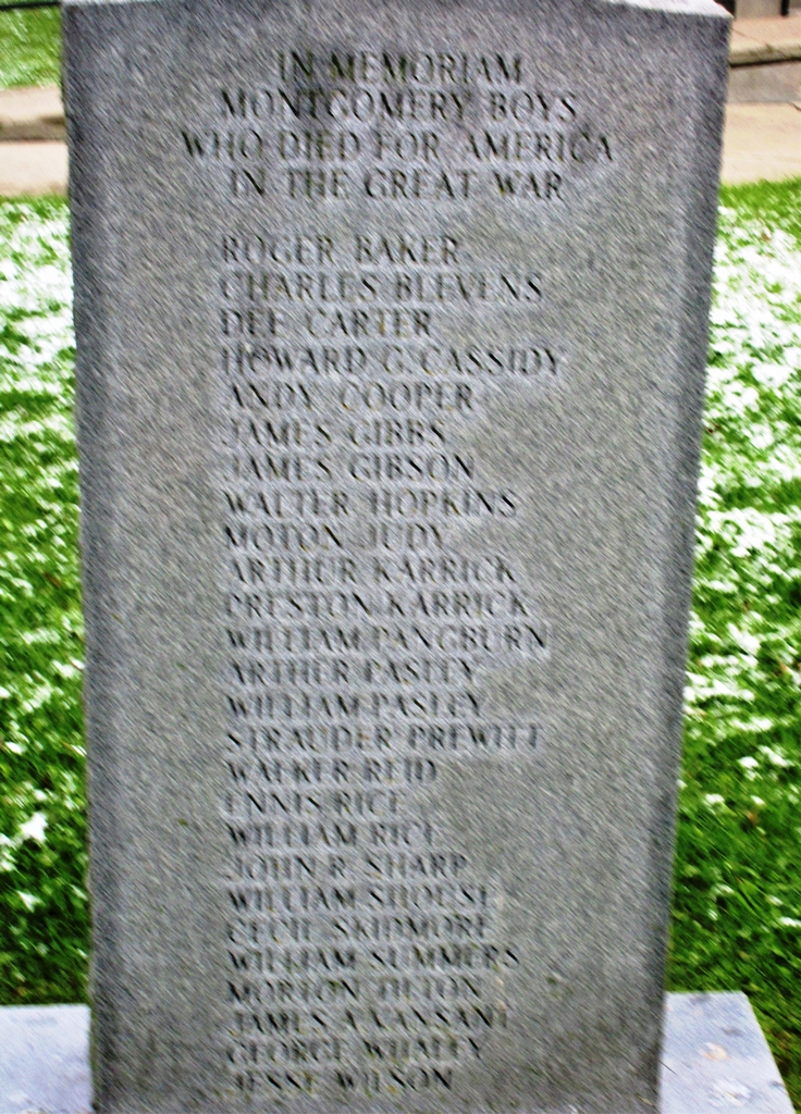 MONTGOMERY BOYS WHO DIED IN THE GREAT WAR MEMORIAL CLOSE-UP