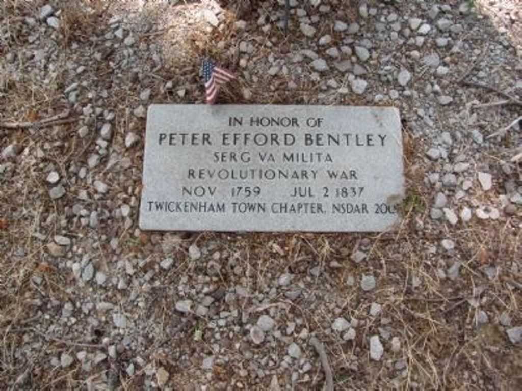 PETER EFFORD BENTLEY REVOLUTIONARY WAR MEMORIAL TABLET