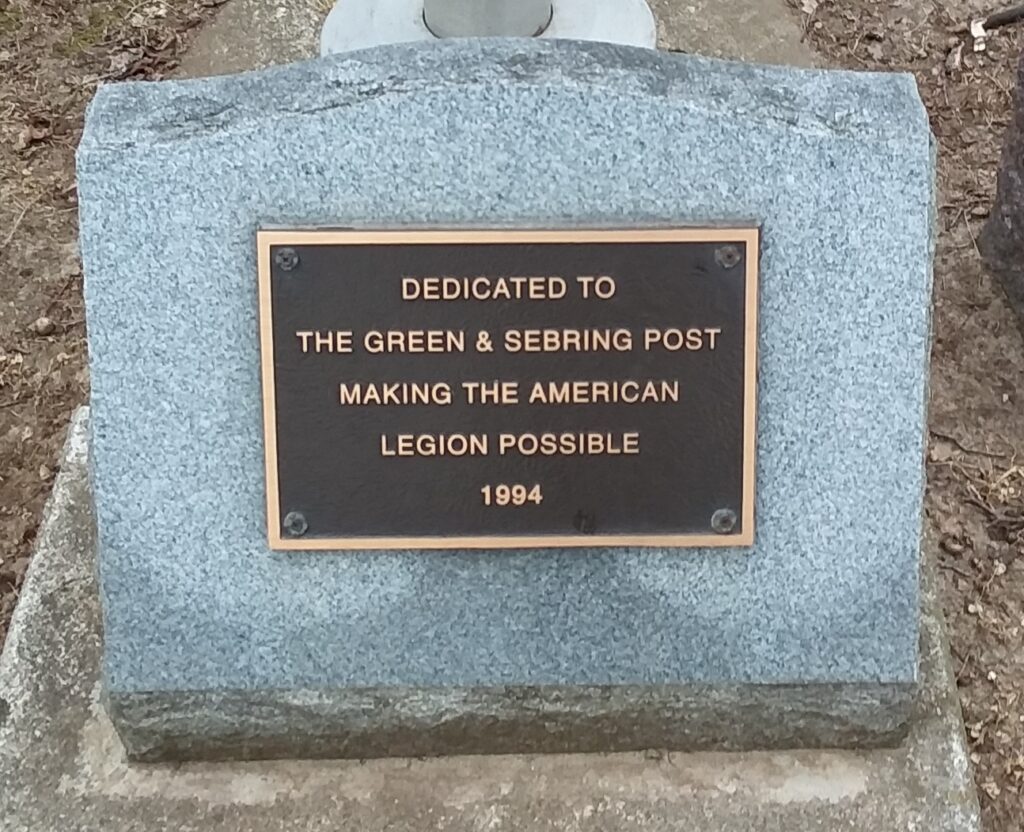 GREEN & SEBRING POST MEMORIAL PLAQUE
