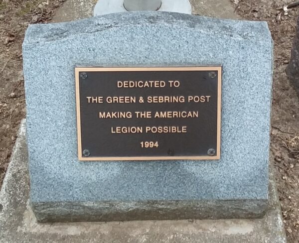 GREEN & SEBRING POST MEMORIAL PLAQUE