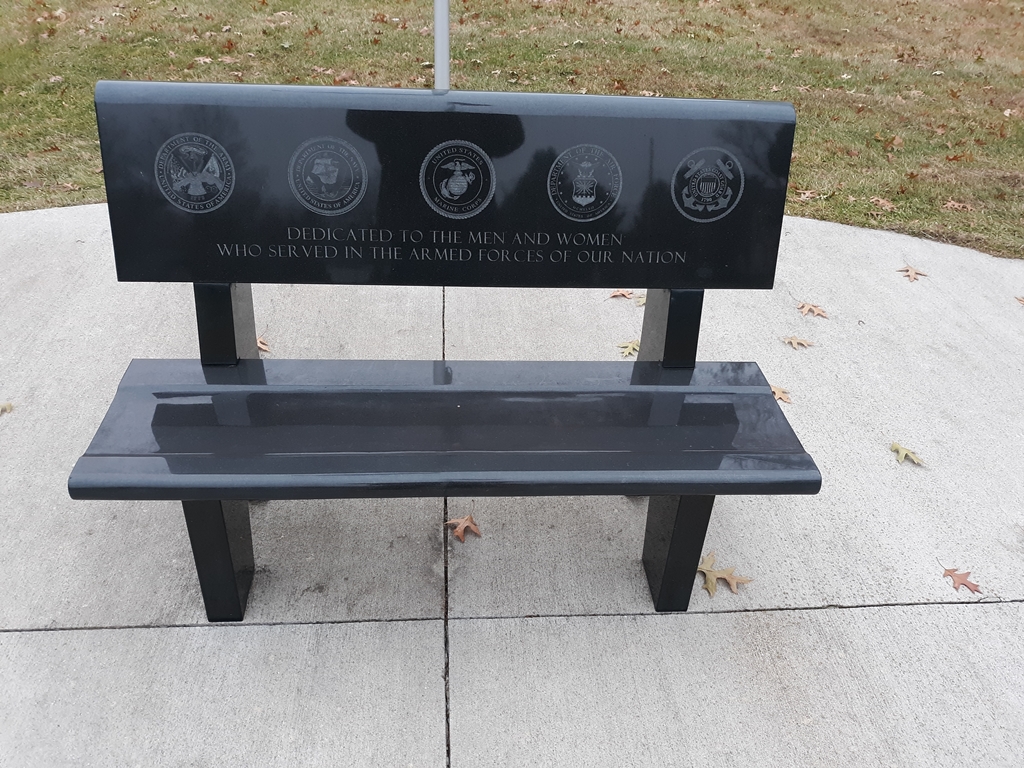 MAPLE GROVE CEMETERY ARMED FORCES MEMORIAL BENCH