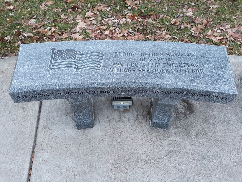 GEORGE DELOSS BOWMAN WAR MEMORIAL BENCH