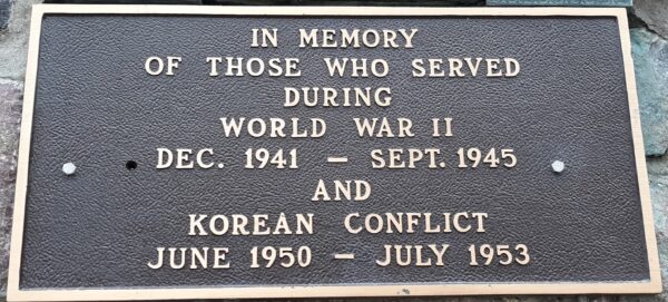 VILLAGE OF CLINTON WORLD WAR II AND KOREAN CONFLICT MEMORIAL PLAQUE