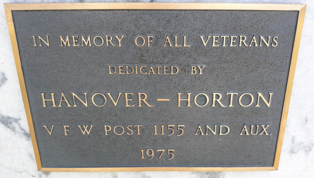 HANOVER-HORTON ALL VETERANS MEMORIAL PLAQUE