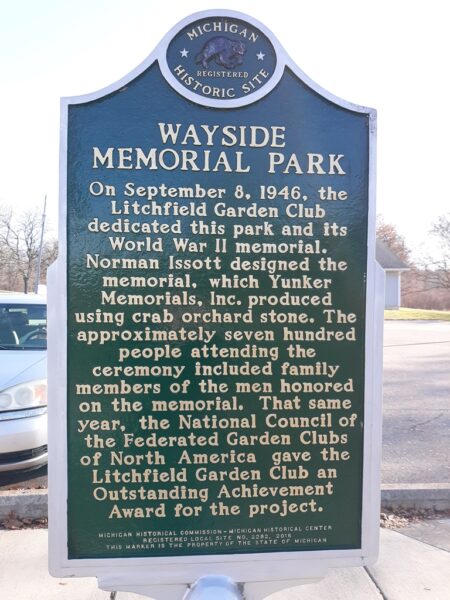 WAYSIDE MEMORIAL PARK MARKER BACK