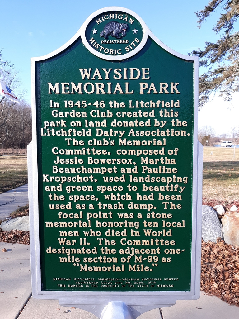 WAYSIDE MEMORIAL PARK MARKER FRONT