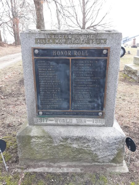 ALLEN WORLD WAR HONOR ROLL MEMORIAL