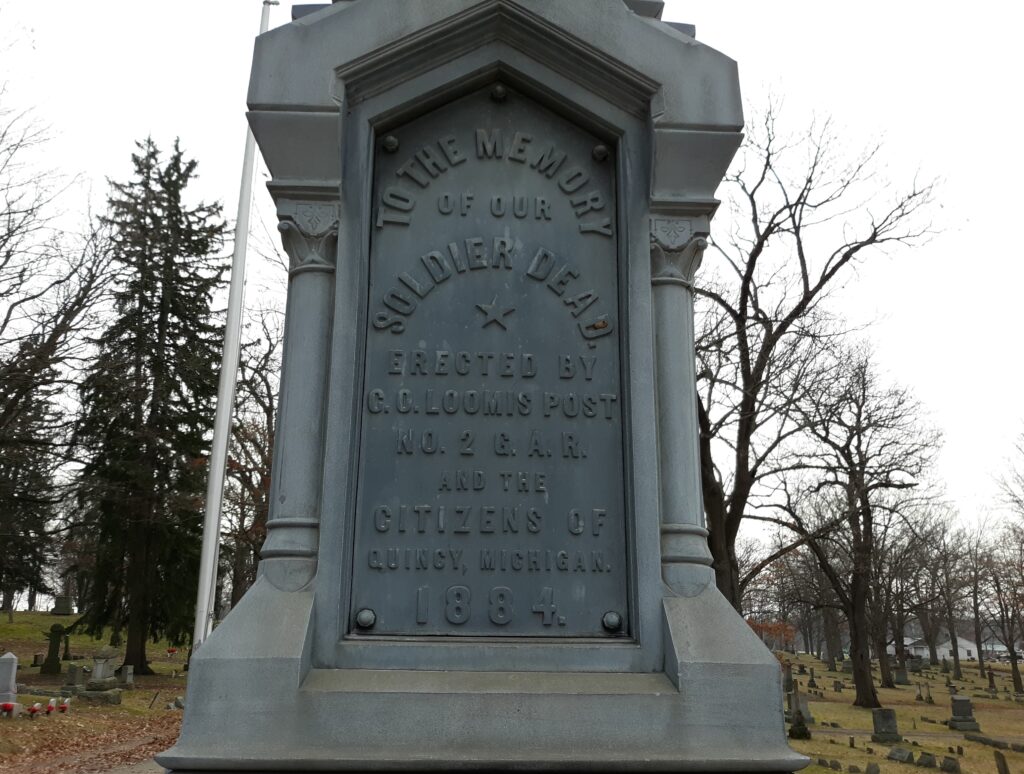 QUINCY, MICHIGAN CIVIL WAR MEMORIAL SIDE A