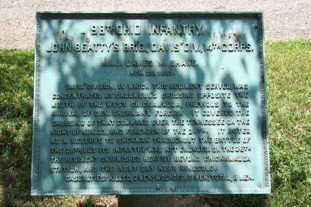 98TH OHIO INFANTRY MEMORIAL PLAQUE