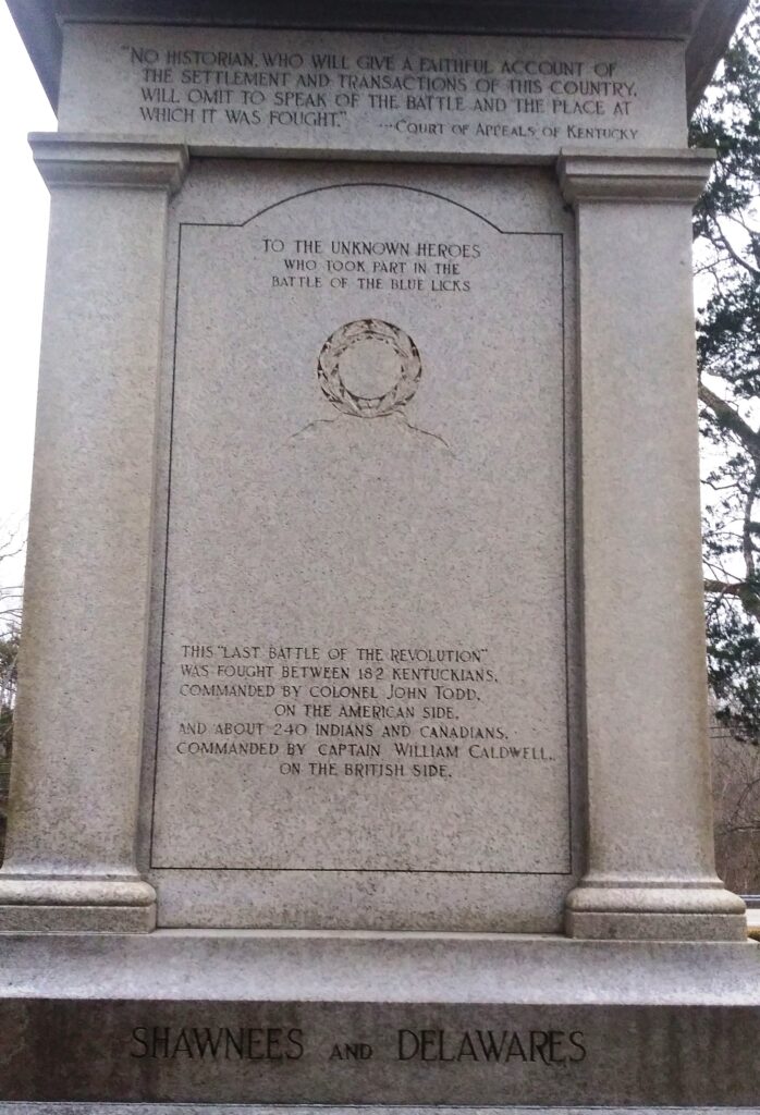 UNKNOWN HEROES OF THE BATTLE OF THE BLUE LICKS MEMORIAL SIDE A