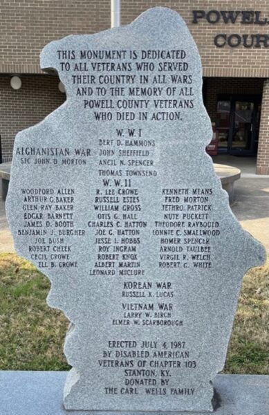 POWELL COUNTY WAR  VETERANS MEMORIAL