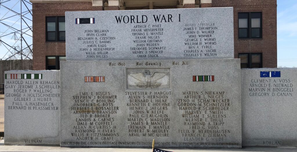 OSAGE COUNTY VETERAN MEMORIAL CLOSE-UP