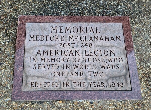 MEDFORD MCCLANAHAN POST 248 WORLD WARS MEMORIAL TABLET
