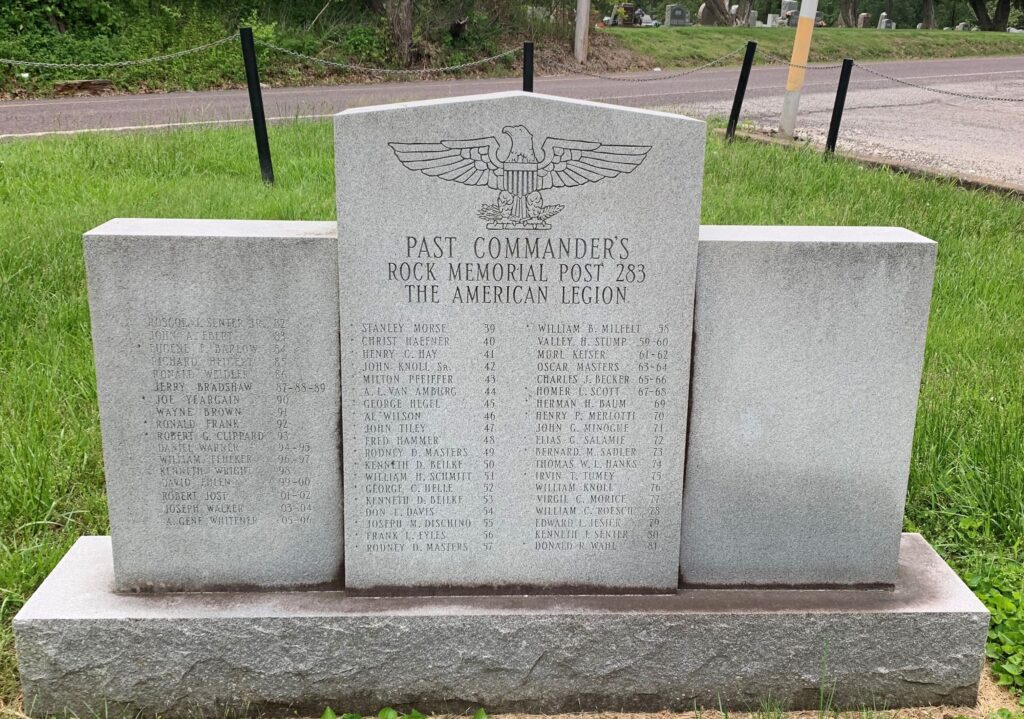 ROCK MEMORIAL POST 283 PAST COMMANDERS MEMORIAL