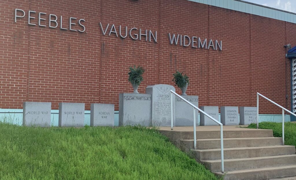 AMERICAN LEGION PEEBLES VAUGHN WIDEMAN POST 253 WAR MEMORIAL