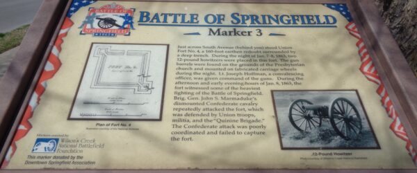 BATTLE OF SPRINGFIELD MARKER 3 MEMORIAL PANEL